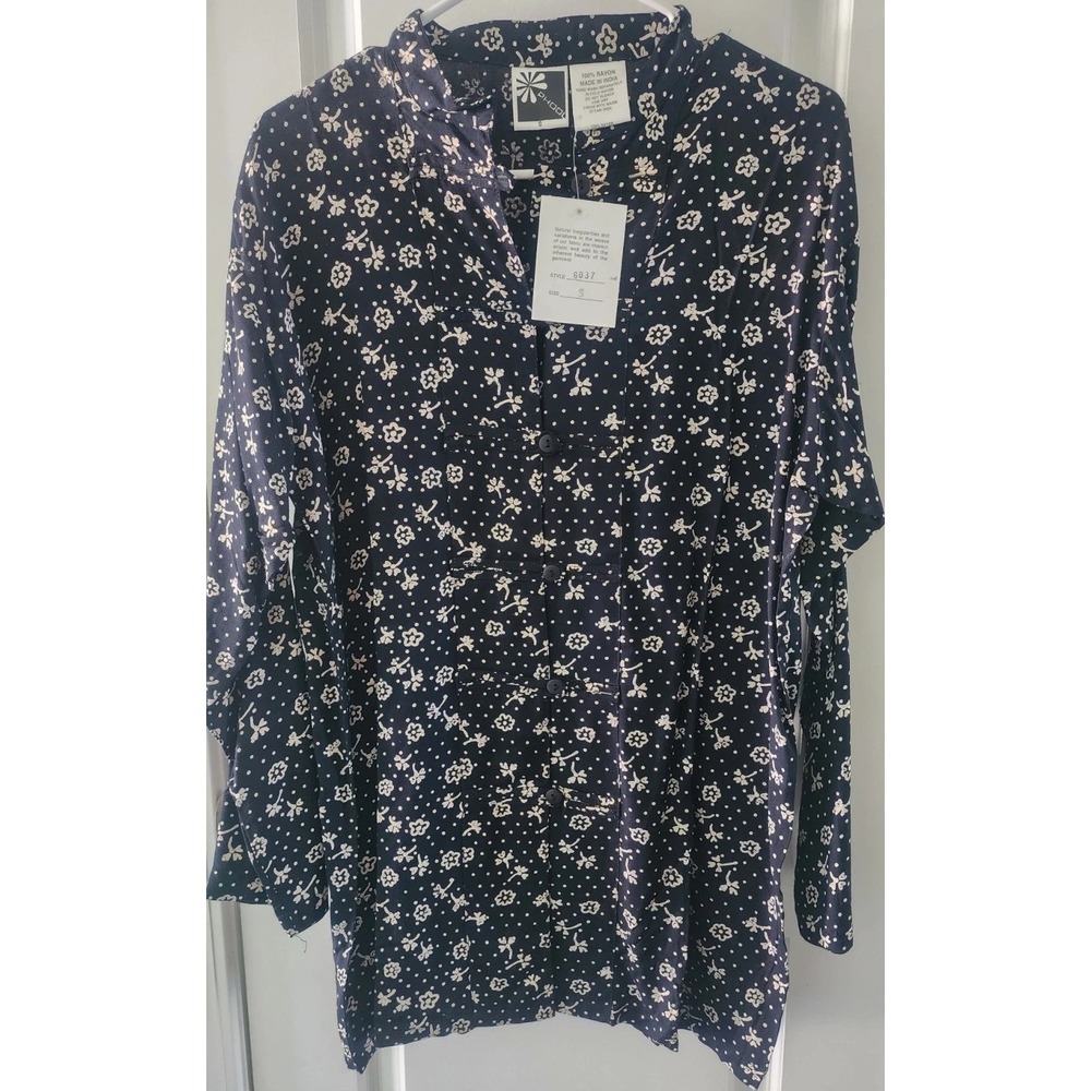 Phool Floral Made In India Women's Shirt Dress Size Small NWT Black Button Up - Picture 2 of 7